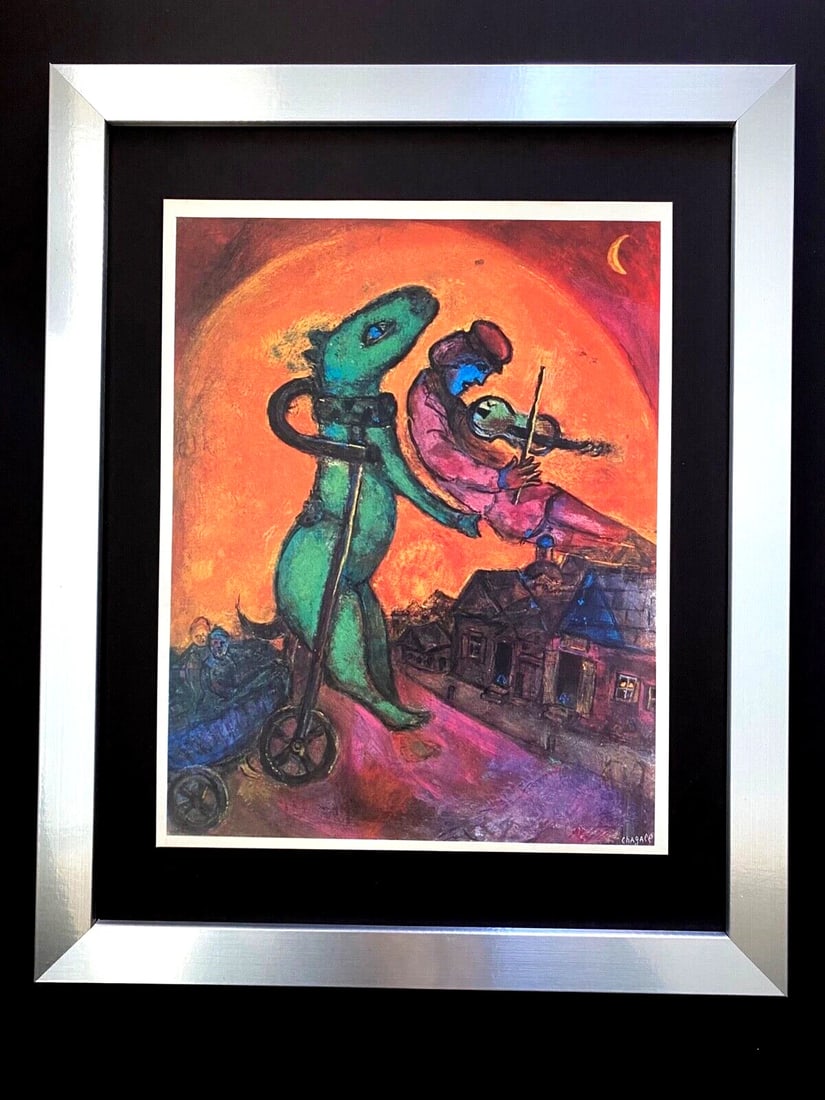 MARC CHAGALL + 1973 BEAUTIFUL SIGNED PRINT FRAMED + BEAUTIFUL !: Title:MARC CHAGALL + 1973 BEAUTIFUL SIGNED PRINT FRAMED + BEAUTIFUL ! Description:This is a Beautiful 1973 Offset Lithographic Print After MARC CHAGALL " FANTASTIC HORSE CART " Signed on the Plate Siz