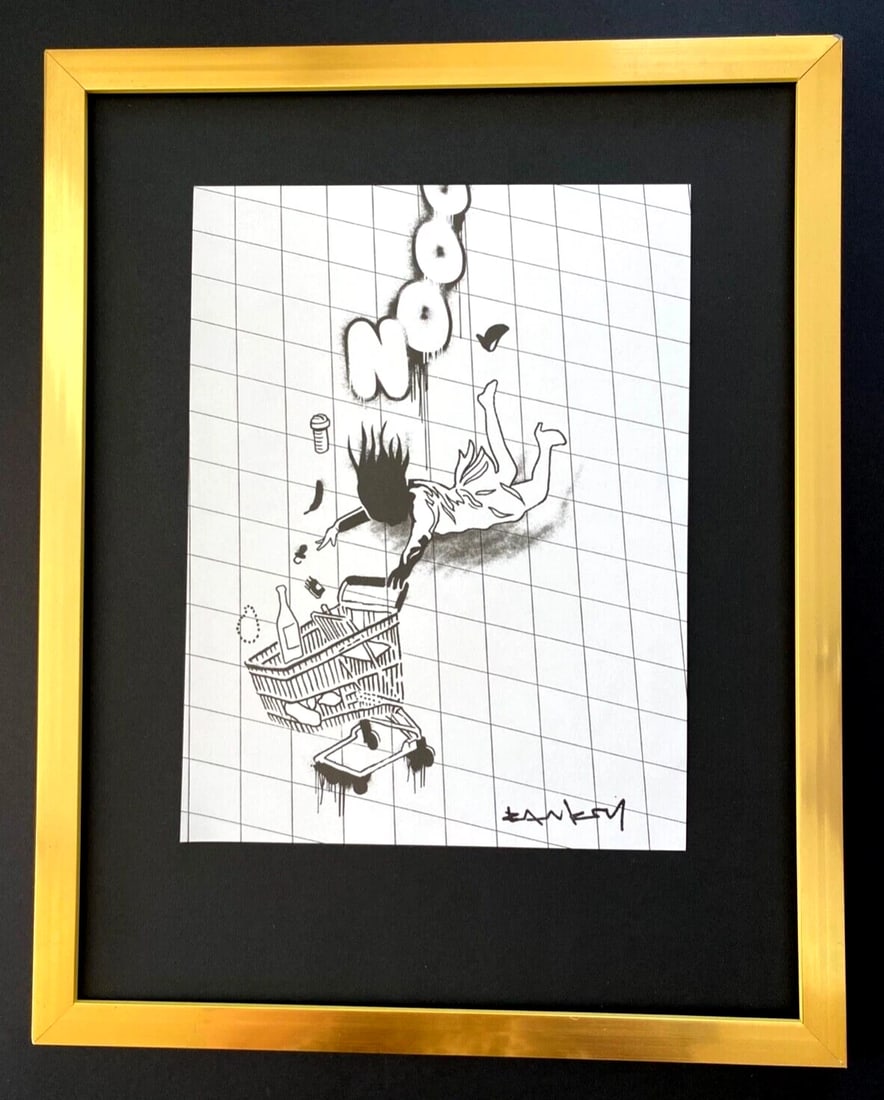 BANKSY + SIGNED NOOO PRINT FRAMED