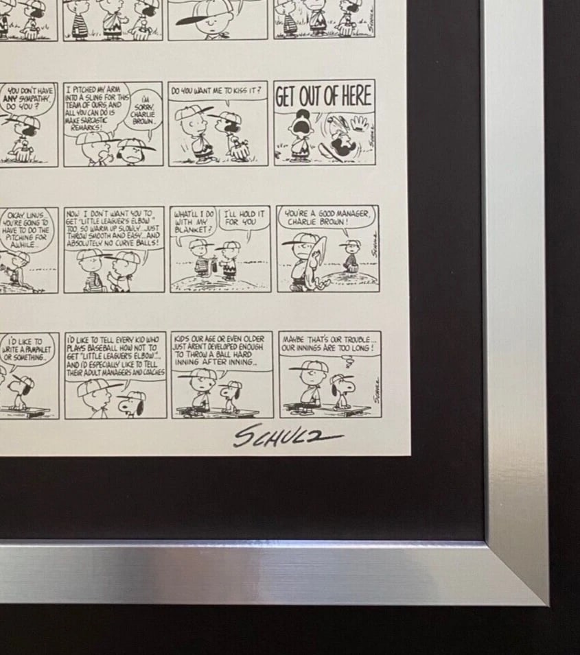 CHARLES SCHULZ + Signed Vintage 1968 Peanuts SNOOPY Cartoon + New Frame - 2