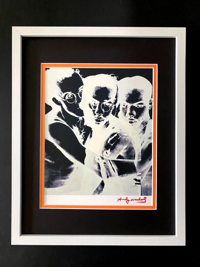 ANDY WARHOL + RARE 1984 SIGNED KEITH HARING PRINT MATTED AND FRAMED (1 of 3)