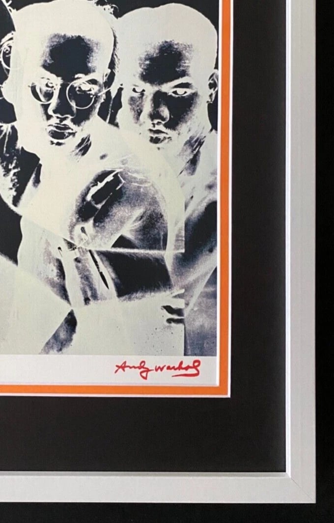 ANDY WARHOL + RARE 1984 SIGNED KEITH HARING PRINT MATTED AND FRAMED - 2