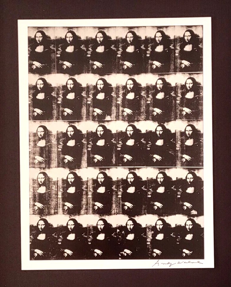 ANDY WARHOL + 1984 SIGNED MONA LISA POP ART MOUNTED AND FRAMED - 2