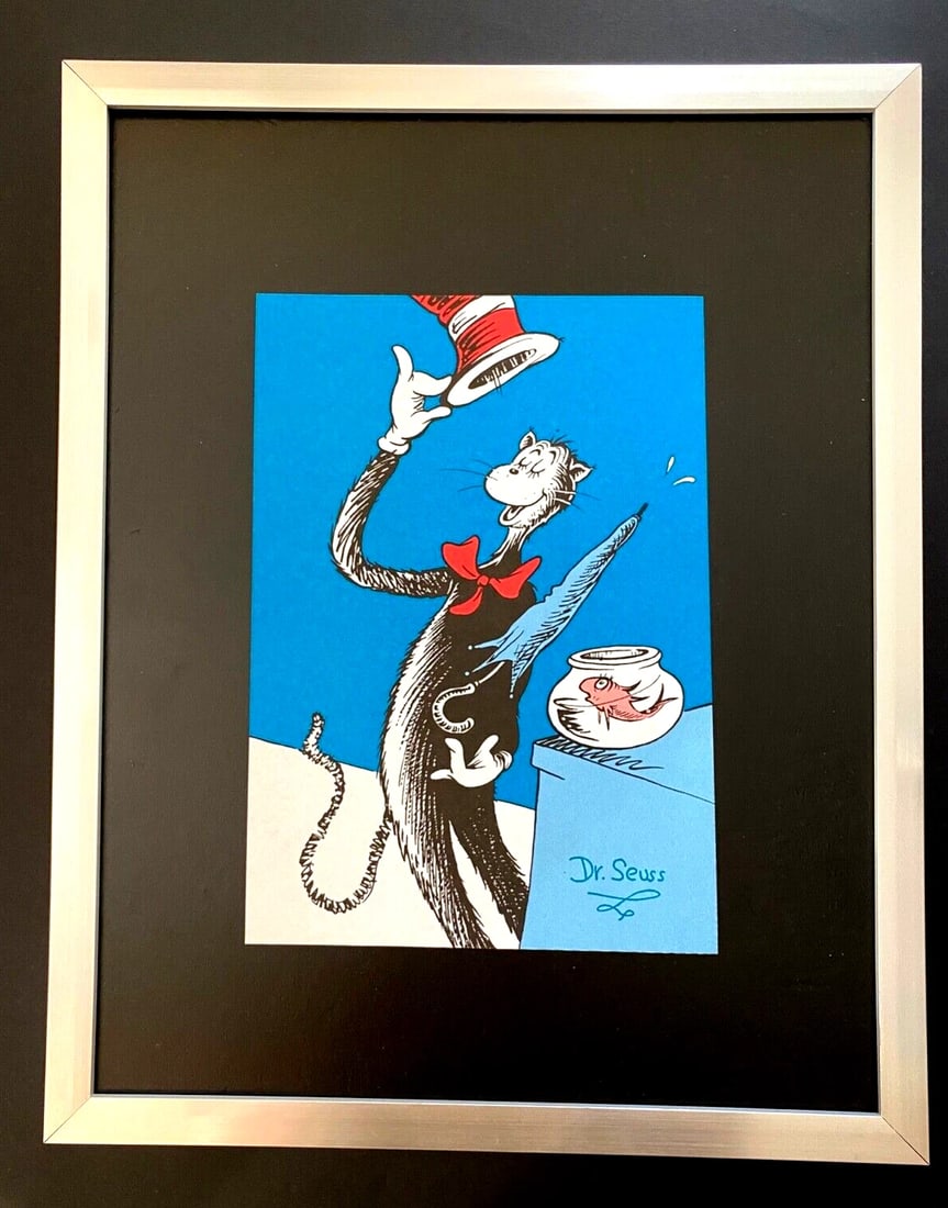 DR. SEUSS + SIGNED " CAT IN THE HAT " PRINT FRAMED (1 of 3)
