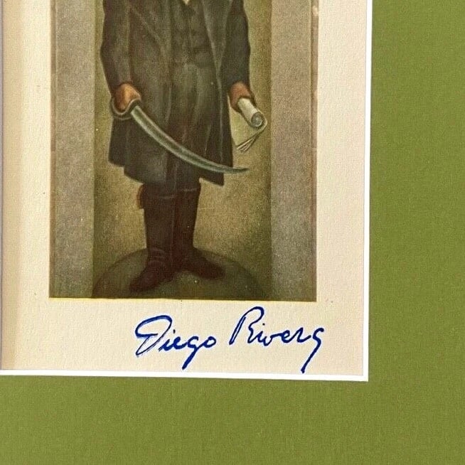 DIEGO RIVERA + ORIGINAL 1946 + SIGNED VINTAGE PRINT + MORELOS + MATTED - 3