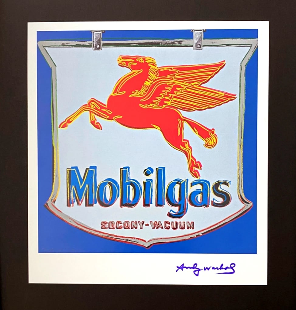 ANDY WARHOL + SIGNED 1980's MOBILGAS PRINT MOUNTED & FRAMED - 2