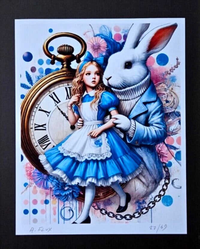 ALICE IN WONDERLAND by AIDAN FLUX Hand Signed Original Print Framed COA - 2