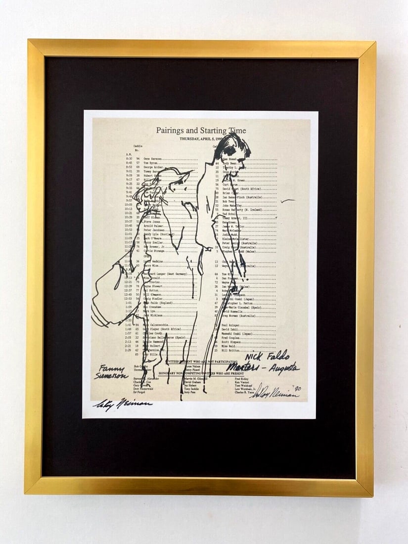 LEROY NEIMAN + NICK FALDO + CIRCA 1990'S + SIGNED PRINT FRAMED (1 of 3)