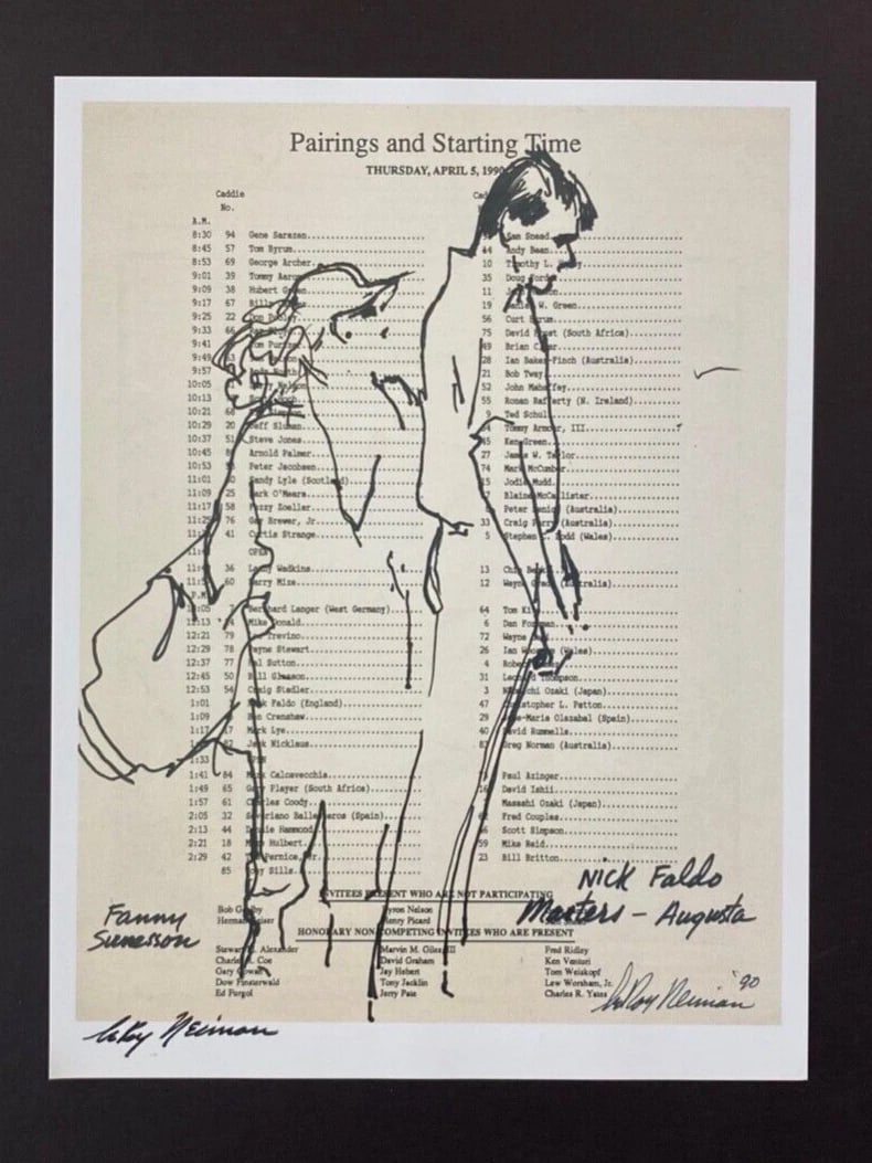 LEROY NEIMAN + NICK FALDO + CIRCA 1990'S + SIGNED PRINT FRAMED - 2