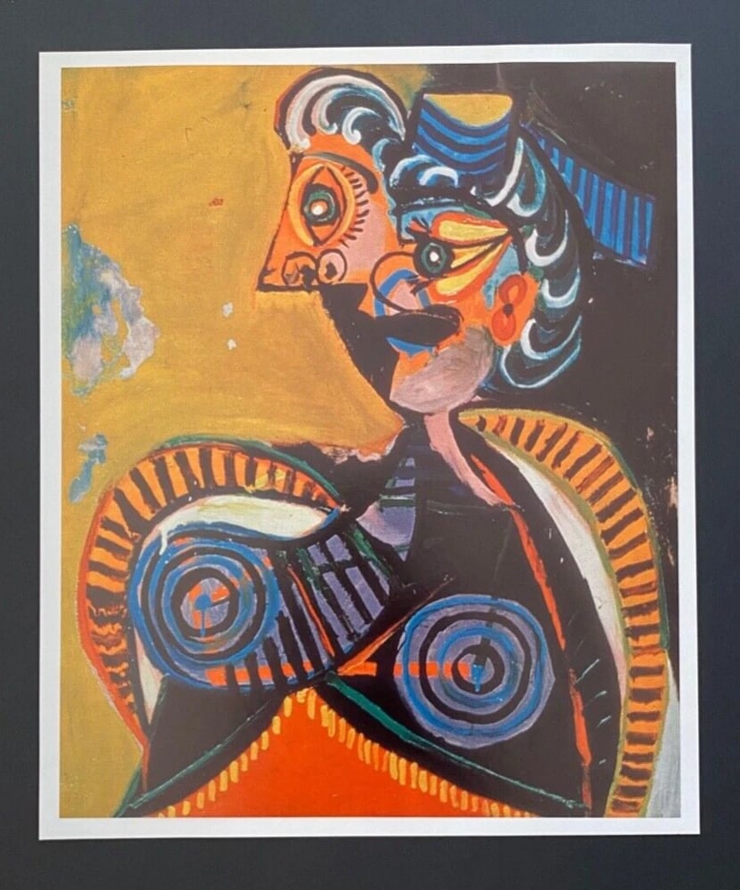 PABLO PICASSO 1961 CUBIST PRINT + VINTAGE + W /COA MOUNTED AND FRAMED - 2