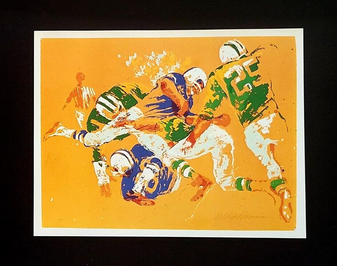 LEROY NEIMAN + FOOTBALL + CIRCA 1990'S + SIGNED PRINT FRAMED - 2