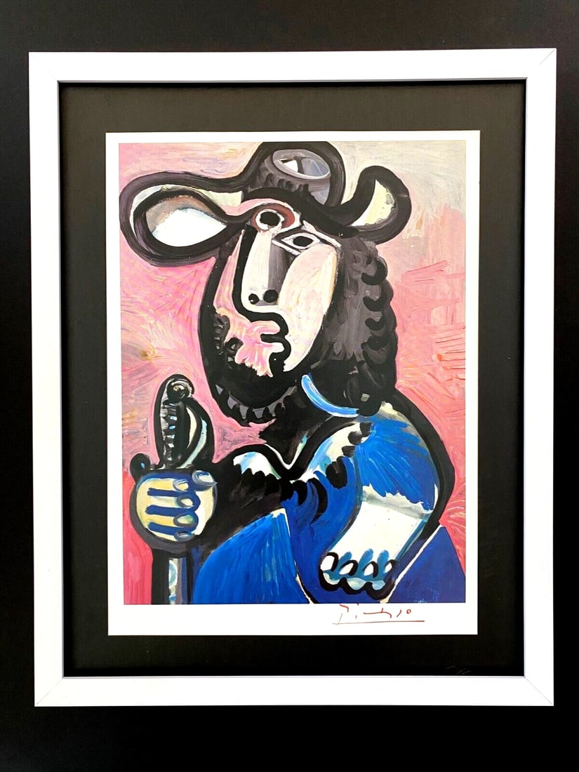 PABLO PICASSO + 1972 SIGNED VINTAGE PRINT WITH NEW FRAME (1 of 3)
