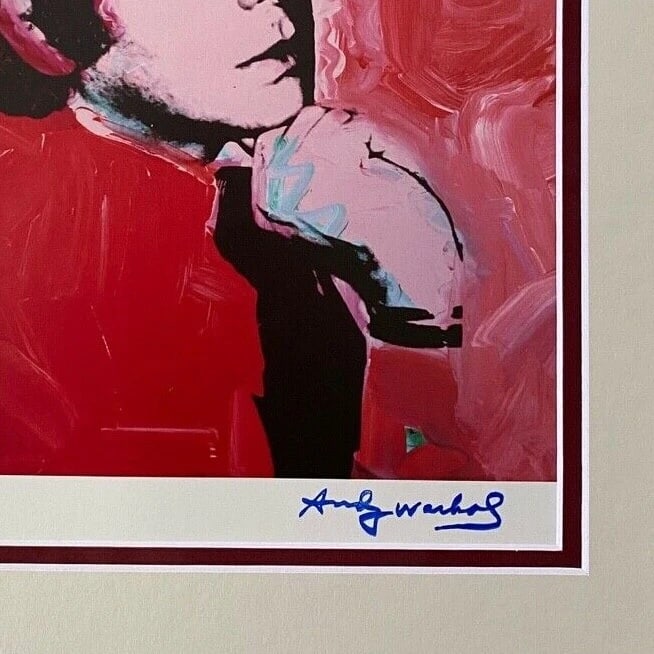 ANDY WARHOL + RARE 1984 SIGNED + VALENTINO + PRINT MATTED AND FRAMED - 3