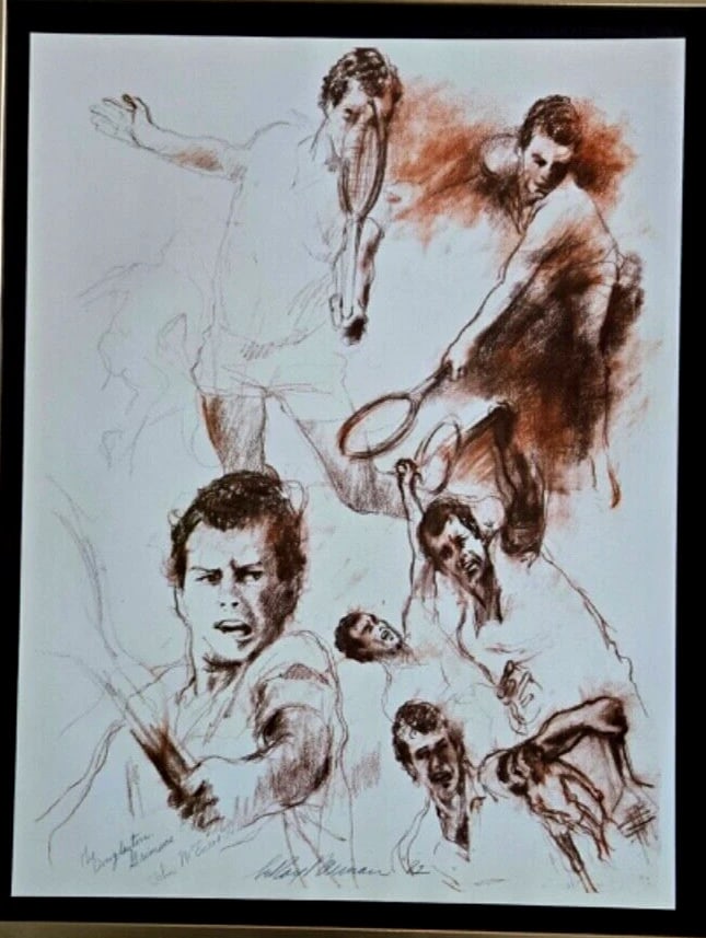 LEROY NEIMAN + TENNIS "JOHN MCENROE" 1980'S PLATE SIGNED PRINT FRAMED - 2
