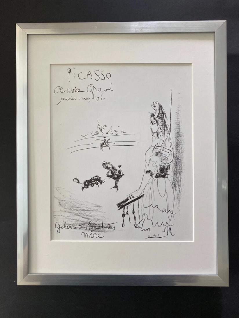 PABLO PICASSO + 1964 SIGNED SUPERB PRINT FRAMED 14 X 11IN. (1 of 3)