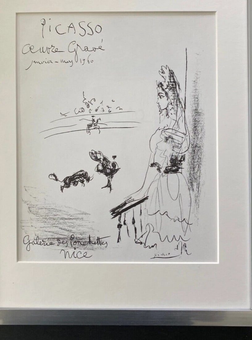 PABLO PICASSO + 1964 SIGNED SUPERB PRINT FRAMED 14 X 11IN. - 2