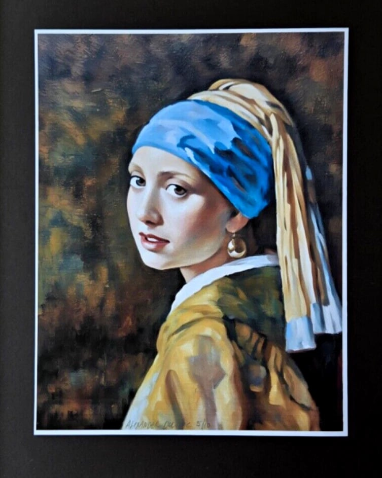 Hand-Signed Ltd Ed of 10 Giclée Girl with a Pearl Reimagined by Alexander Dulac - 2