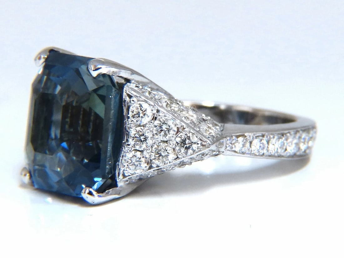 GIA Certified 13.33ct Natural No Heat Sapphire Diamond Ring Unheated 14 Karat - 5