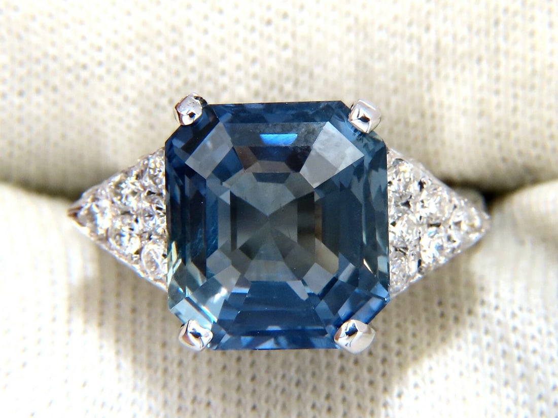 GIA Certified 13.33ct Natural No Heat Sapphire Diamond Ring Unheated 14 Karat - 8