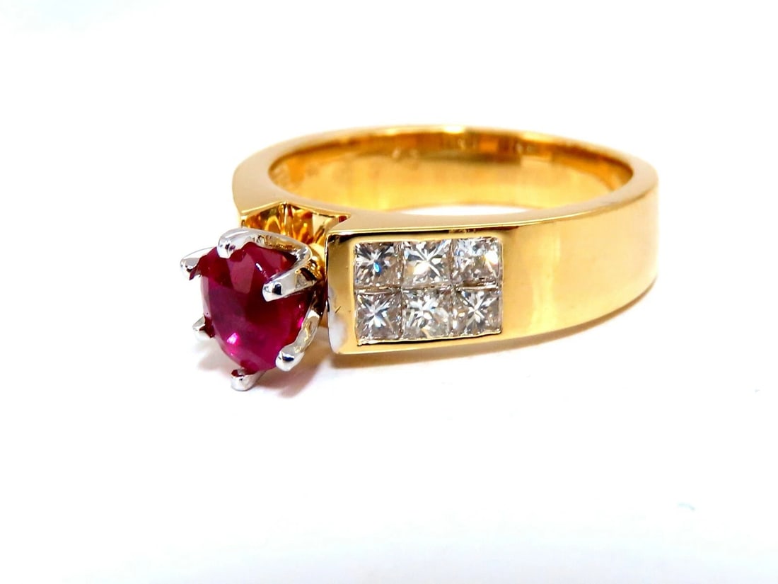 GIA Certified 1.04ct Natural Ruby Diamonds Ring 14 Karat Gold Cathedral Raised - 4