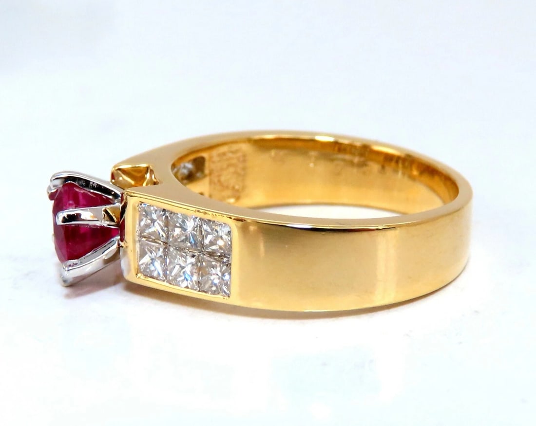 GIA Certified 1.04ct Natural Ruby Diamonds Ring 14 Karat Gold Cathedral Raised - 5