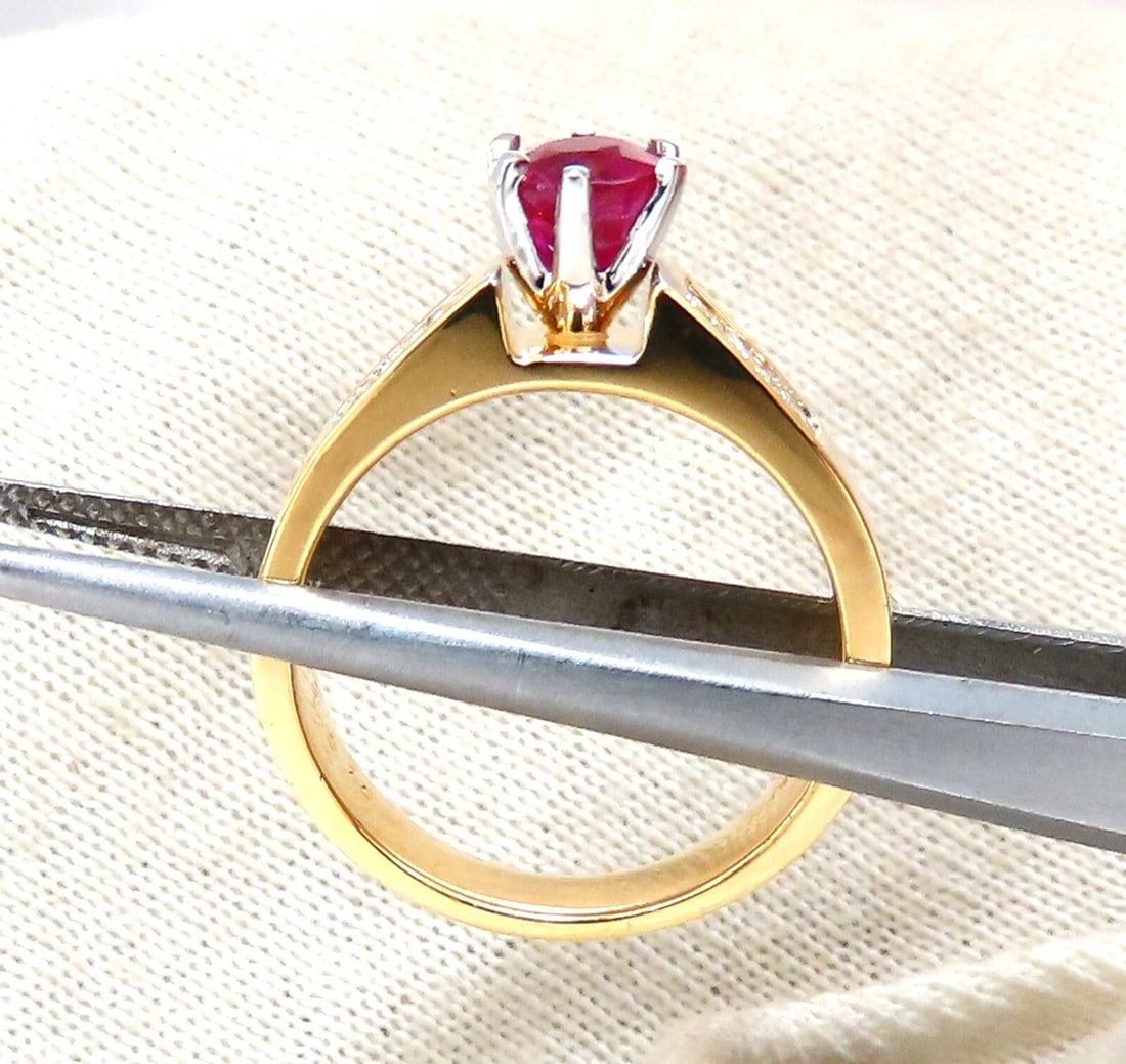 GIA Certified 1.04ct Natural Ruby Diamonds Ring 14 Karat Gold Cathedral Raised - 6