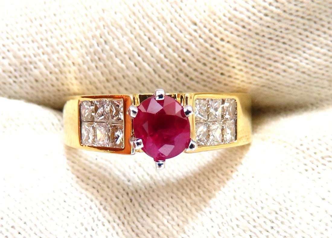 GIA Certified 1.04ct Natural Ruby Diamonds Ring 14 Karat Gold Cathedral Raised - 7