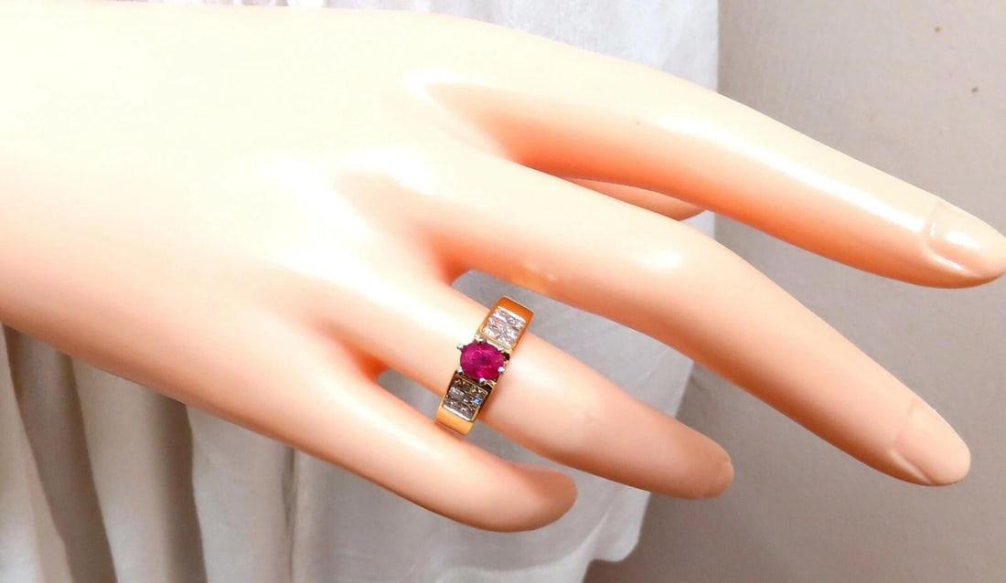 GIA Certified 1.04ct Natural Ruby Diamonds Ring 14 Karat Gold Cathedral Raised - 8