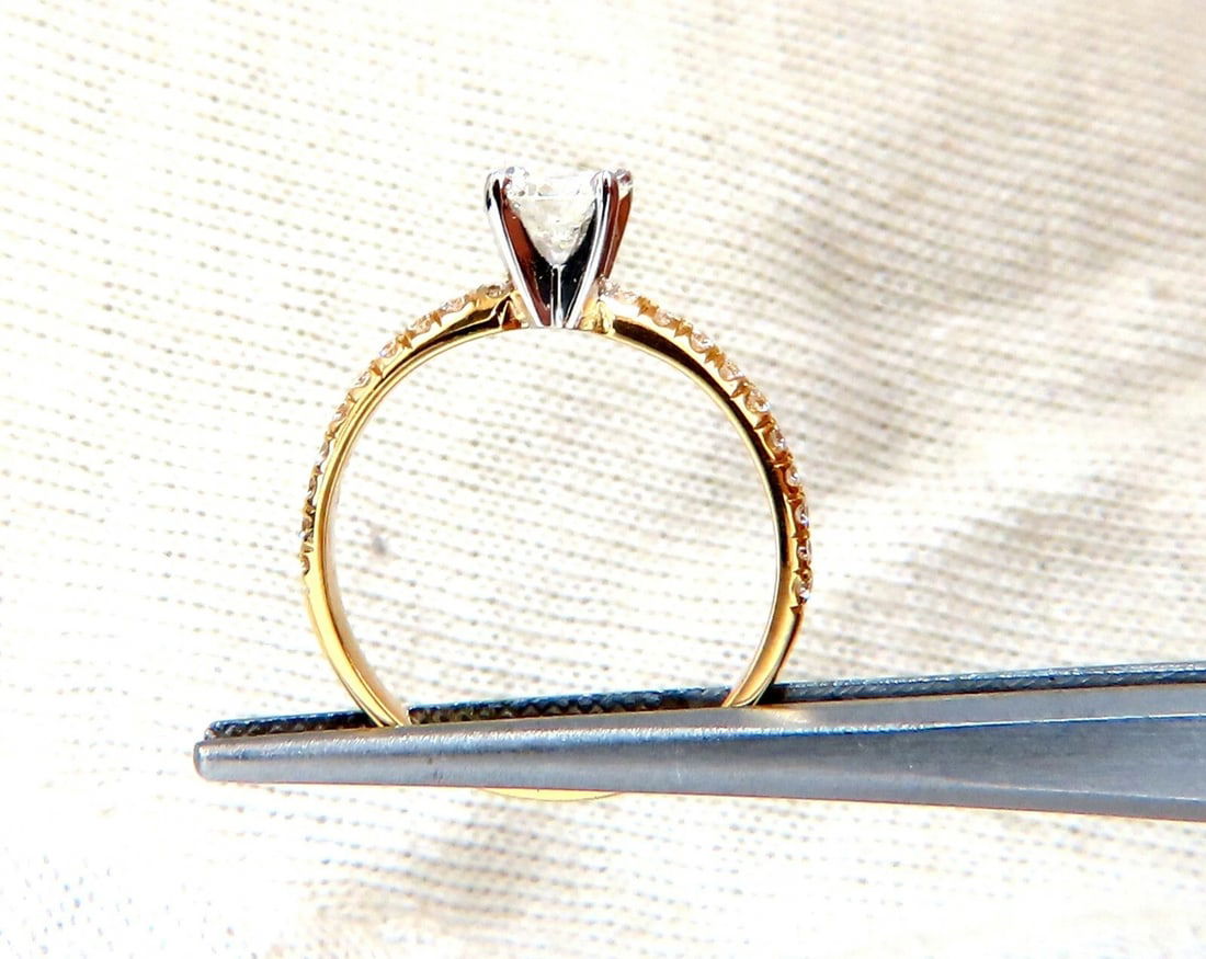 GIA Certified .69ct round cut diamond Raised Diamond Engagement Ring 14 Karat - 5