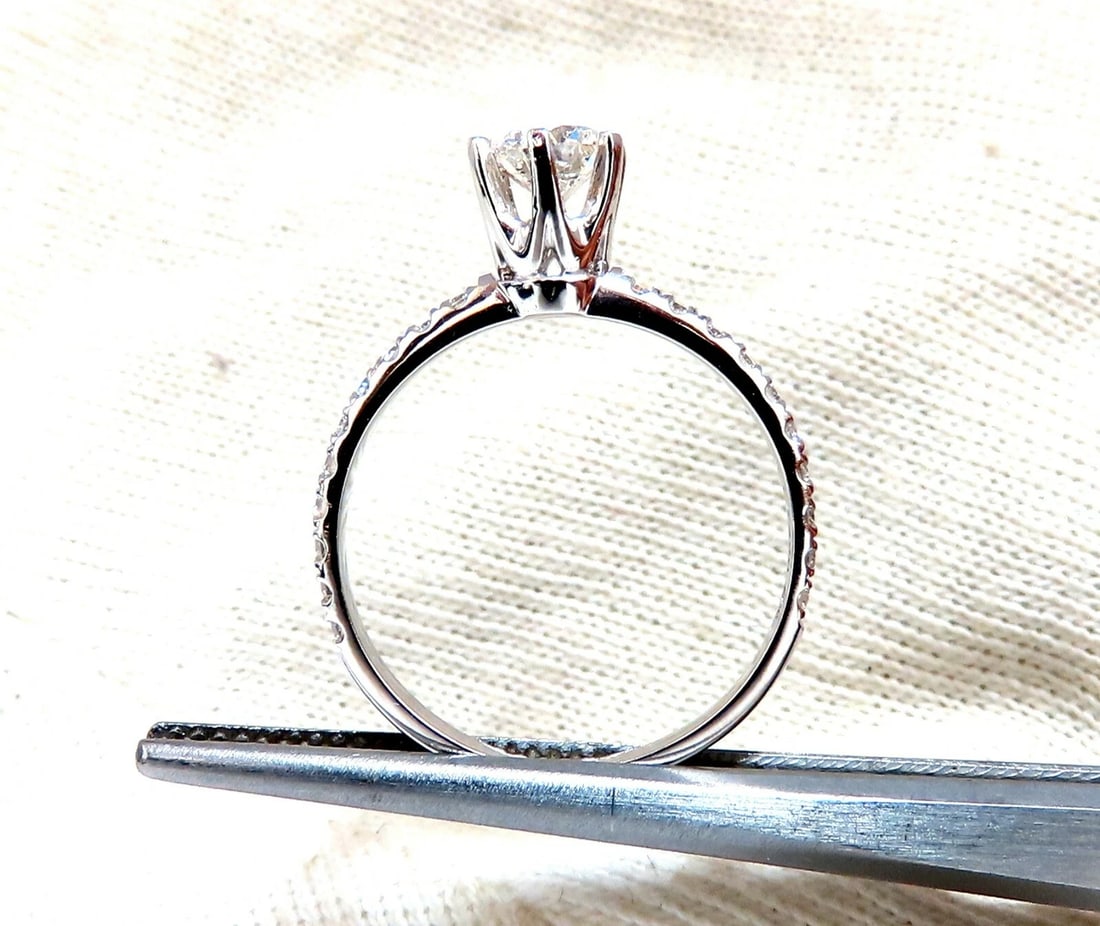 GIA Certified .73ct round cut diamond Raised Tulip ring Platinum - 4