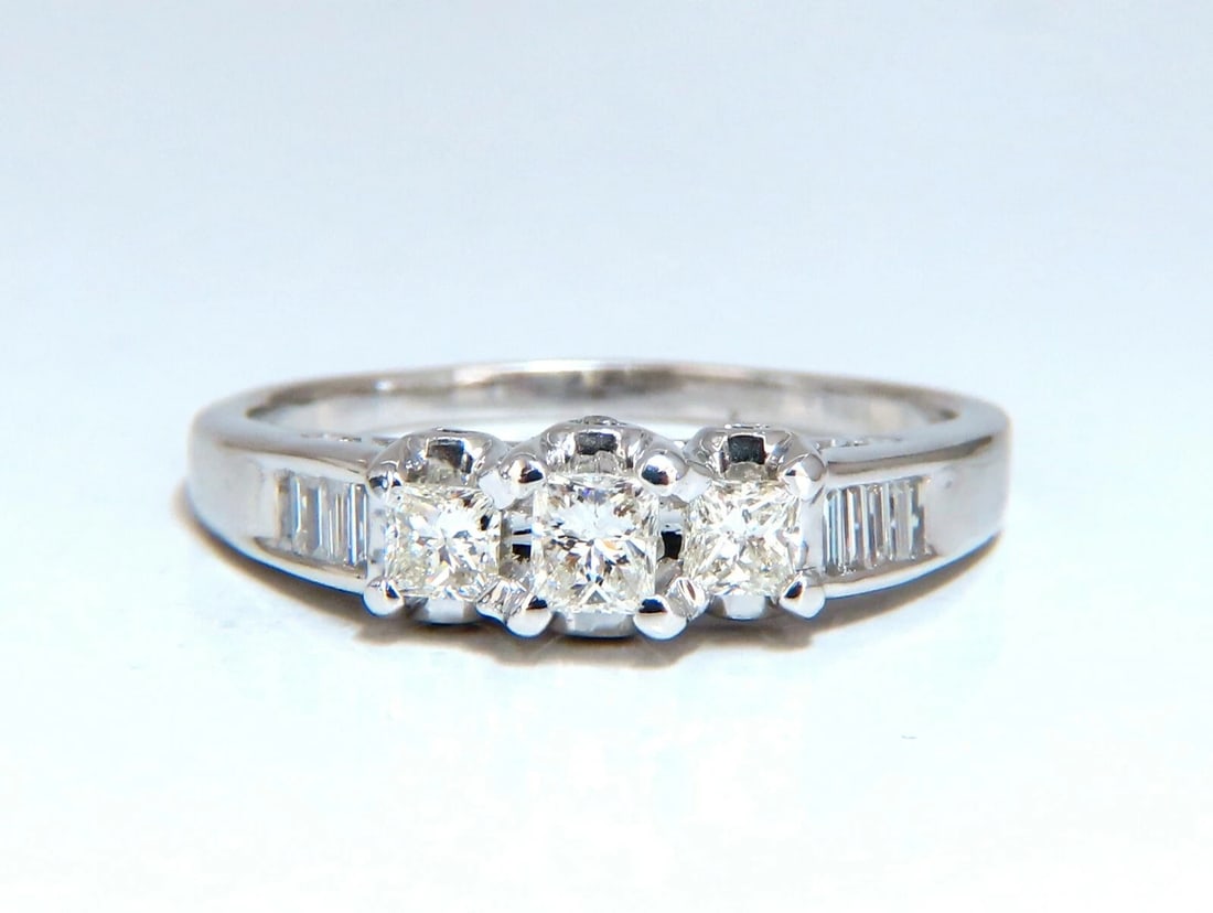 1.30ct Natural Princess Cut Diamonds Ring 14 Karat Classic Three Sz. 11.5 (1 of 7)