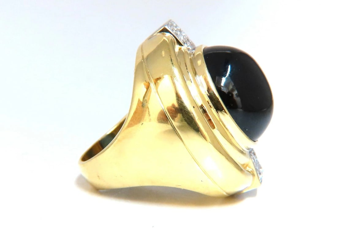 GIA Certified 35ct Synth Sapphire diamonds ring vivid blue 18 Karat Retro Redux - 3