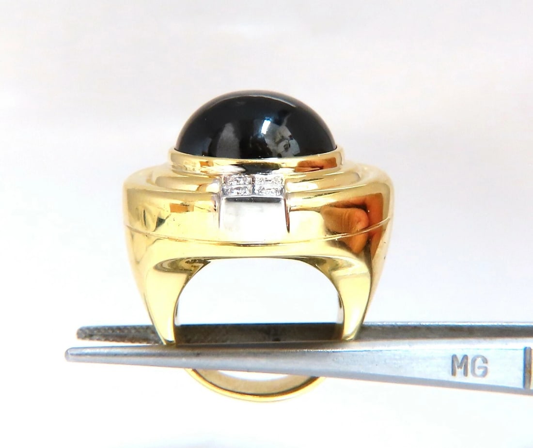 GIA Certified 35ct Synth Sapphire diamonds ring vivid blue 18 Karat Retro Redux - 5