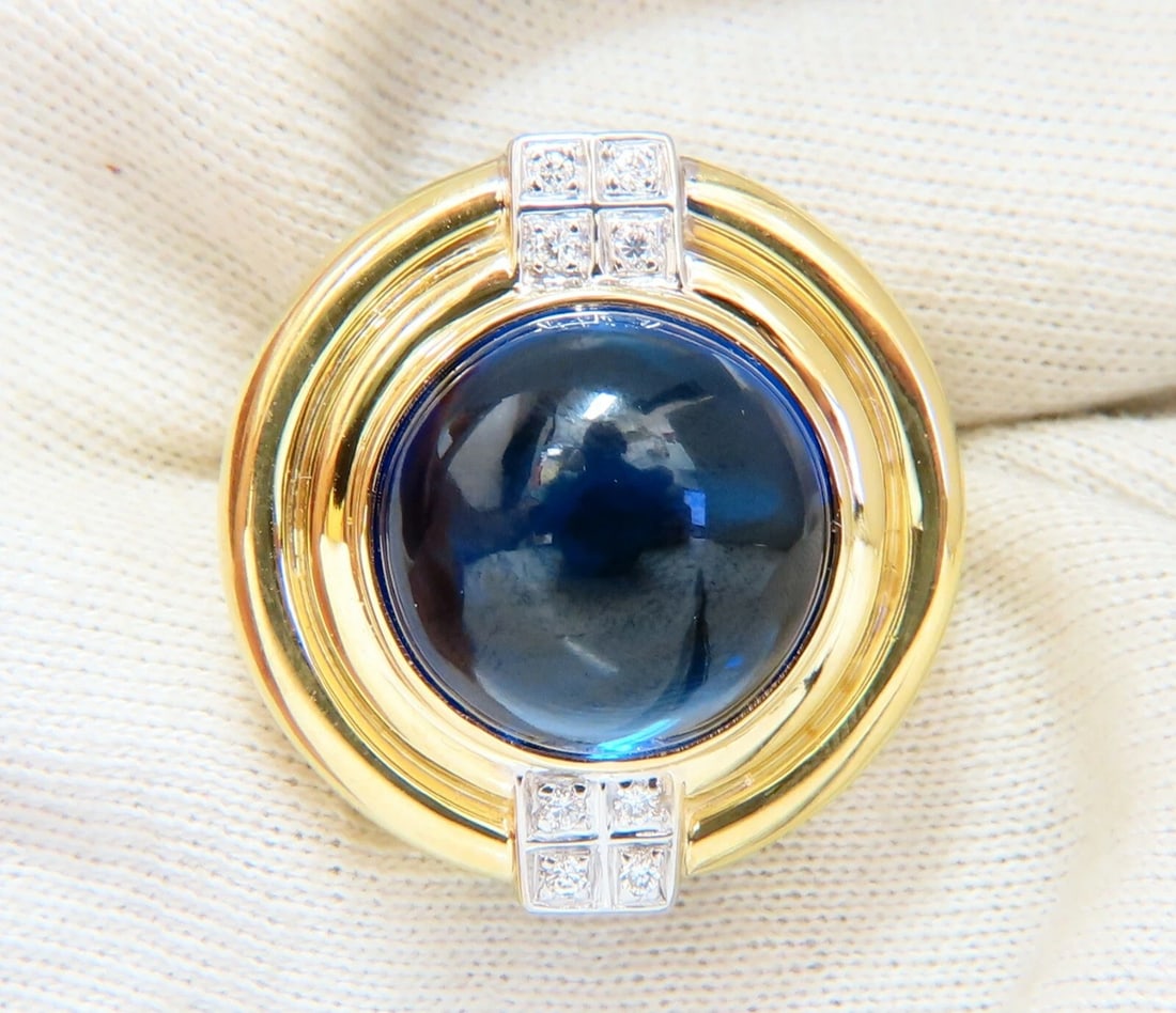 GIA Certified 35ct Synth Sapphire diamonds ring vivid blue 18 Karat Retro Redux - 6