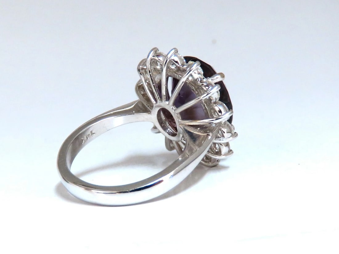 10ct Natural Vivid Purple Amethyst Diamonds Halo Cluster Cocktail Ring 14 Karat - 4