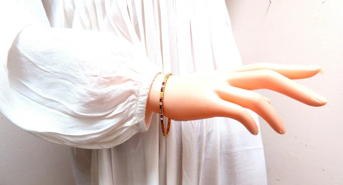 .80ct Natural Ruby .33ct Diamonds Vintage Bracelet 14 Karat** - 6