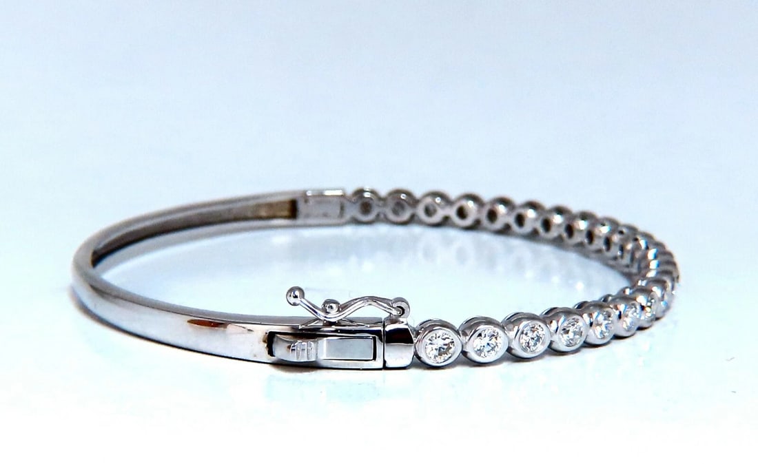 1.63ct Natural Round Diamonds Bezel Flush Set Bangle Bracelet 14 Karat** - 4