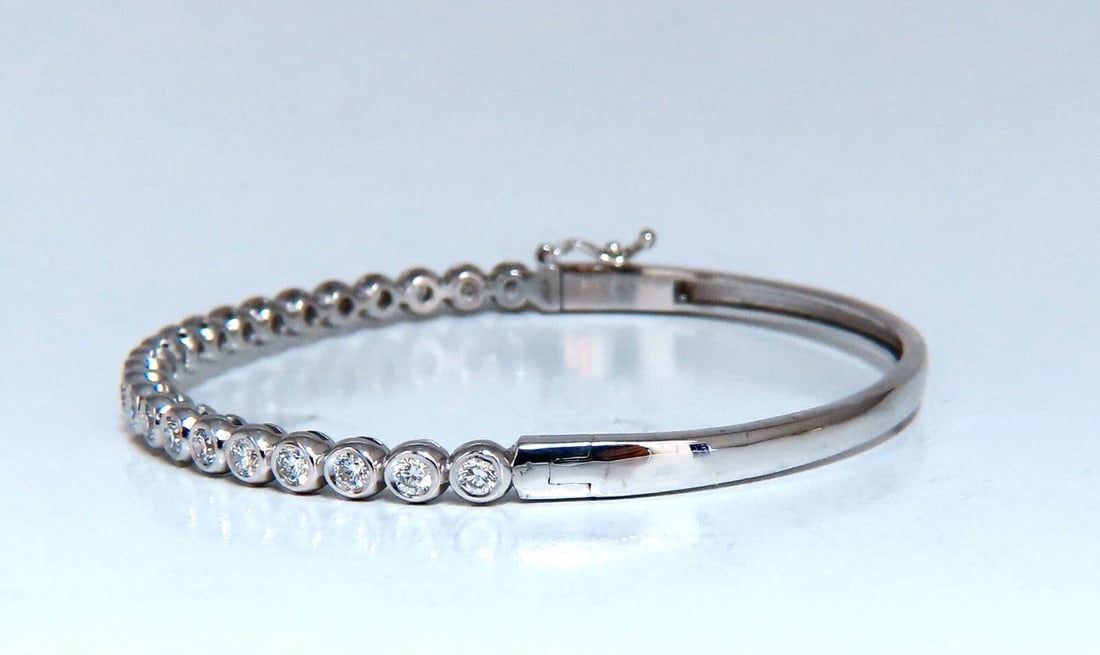 1.63ct Natural Round Diamonds Bezel Flush Set Bangle Bracelet 14 Karat** - 5