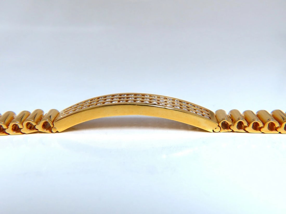 2.00ct Round Diamonds ID Tag Bracelet 14 karat Channel Three Row Smoothed Bar** - 4