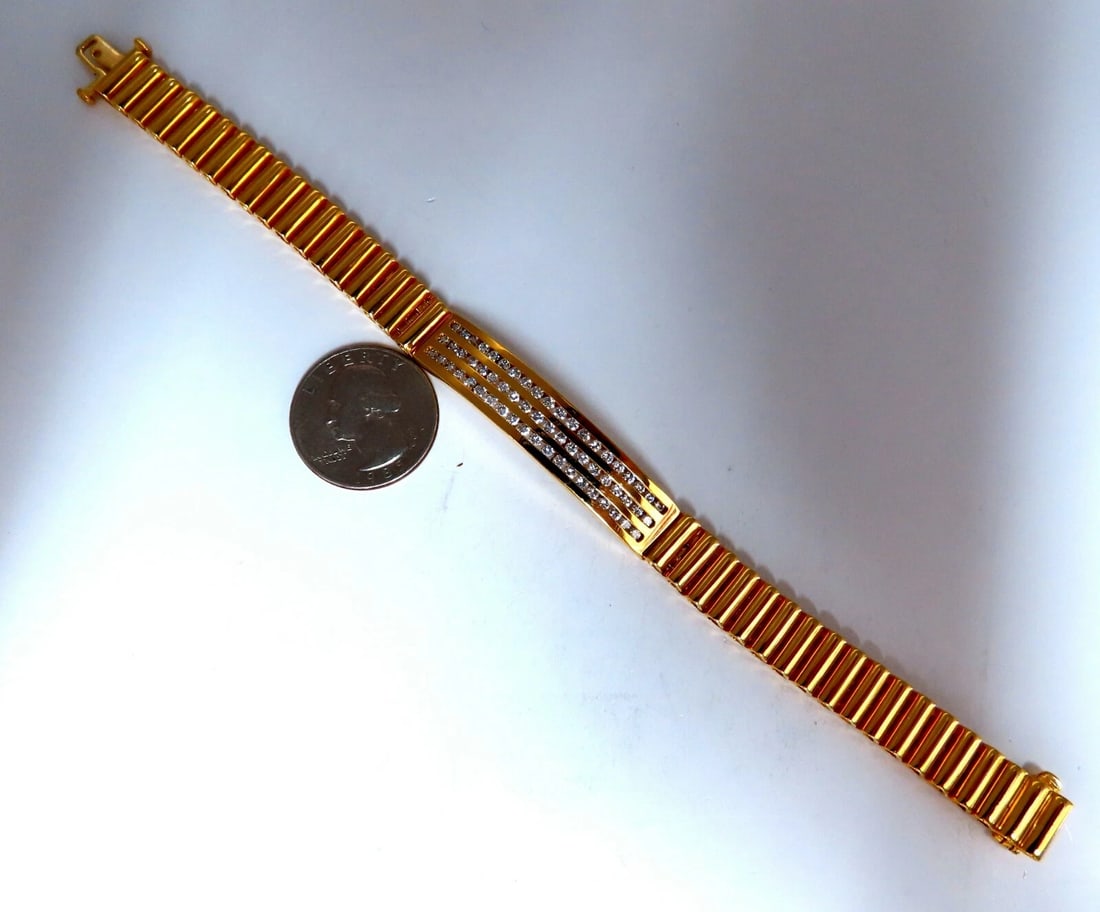 2.00ct Round Diamonds ID Tag Bracelet 14 karat Channel Three Row Smoothed Bar** - 6