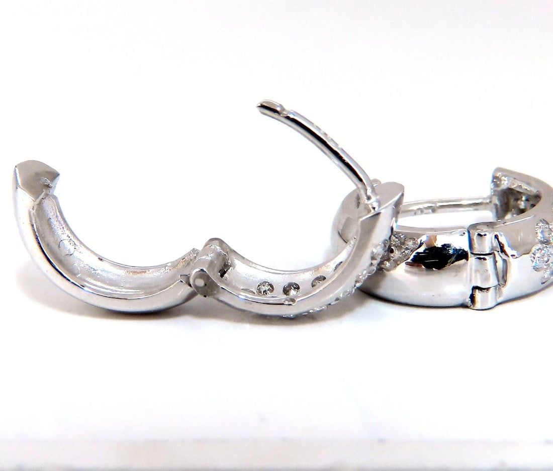 1.23ct round natural diamond huggie earrings 14kt bead set** - 3