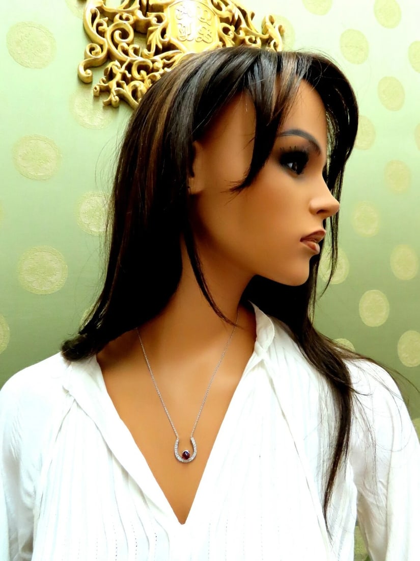 2.55ct Natural Spinel Diamond Horseshoe Necklace 14 Karat ** - 6