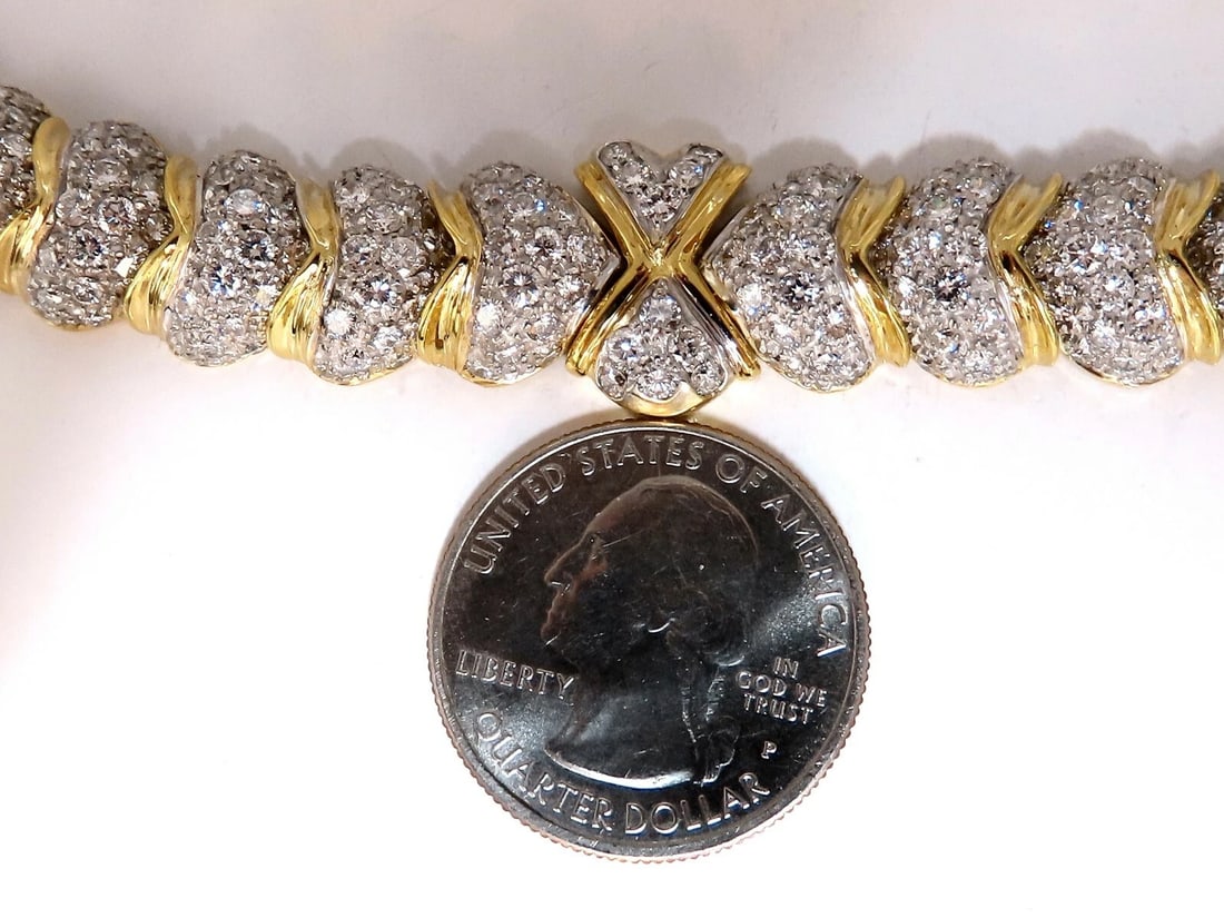 7.00ct Natural Round Diamonds Hinged Scaling Pattern Necklace Statement 18kt** - 3