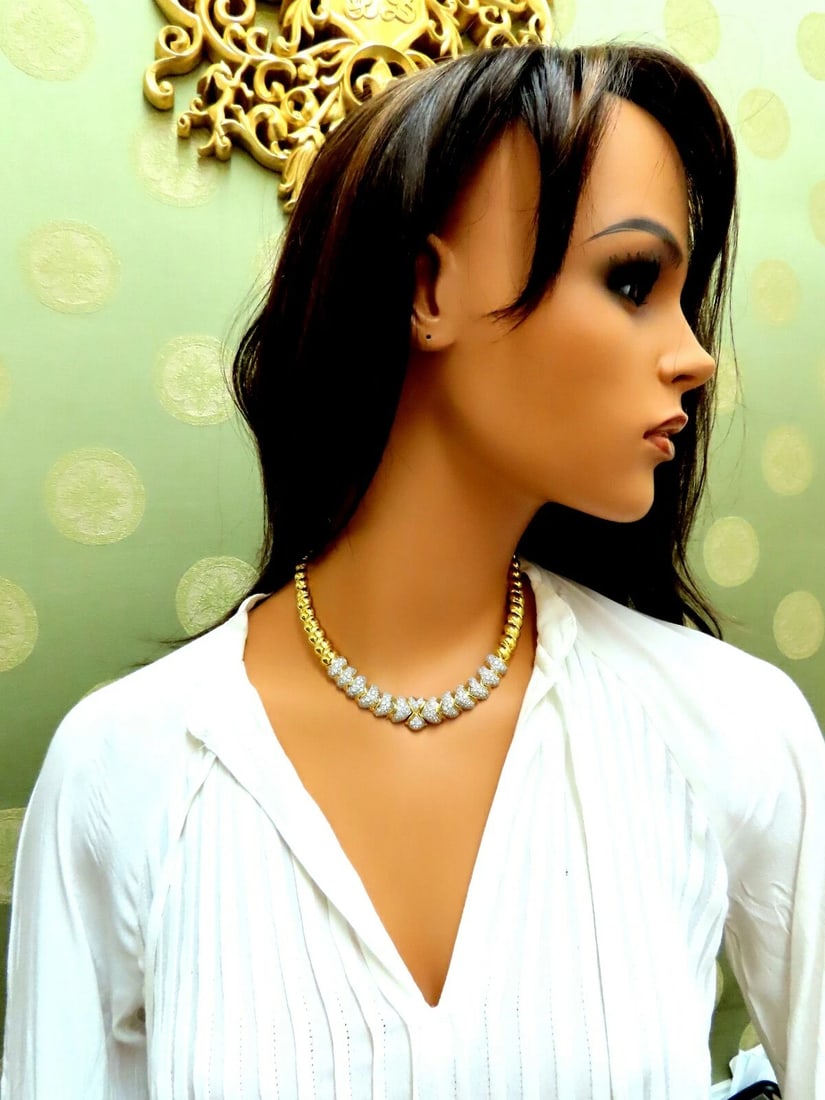 7.00ct Natural Round Diamonds Hinged Scaling Pattern Necklace Statement 18kt** - 9