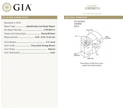 GIA certified 3.64ct Fancy Brown Orange Diamond ring 18 Karat Three Stone - 8