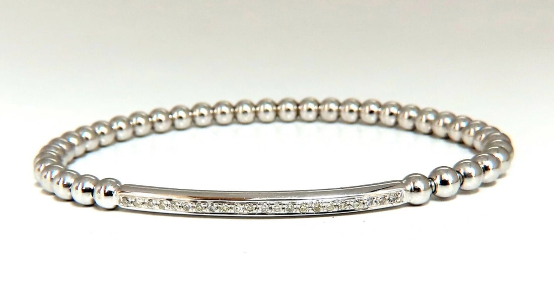 .24ct natural round Accordion Expandable Bead Link Slip On Bracelet 14 Karat** - 2