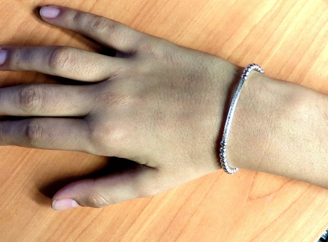 .24ct natural round Accordion Expandable Bead Link Slip On Bracelet 14 Karat** - 8