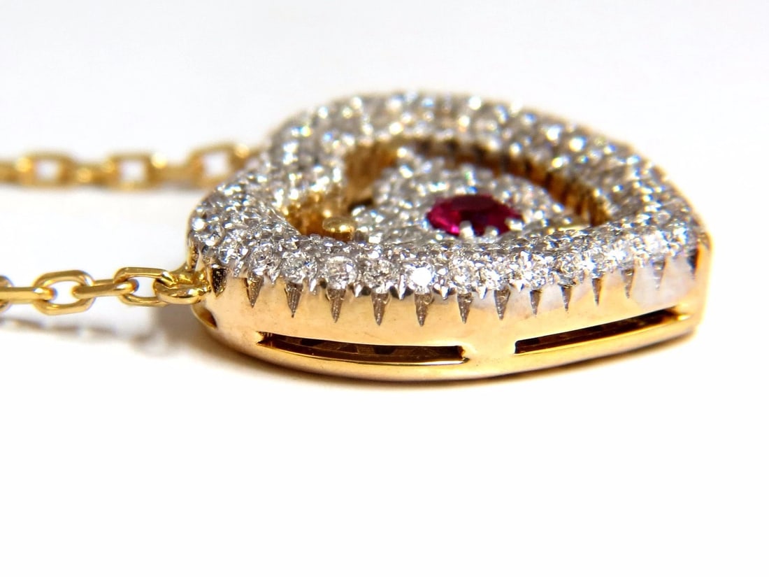 .75ct natural ruby diamonds dangle heart necklace 18kt ** - 4