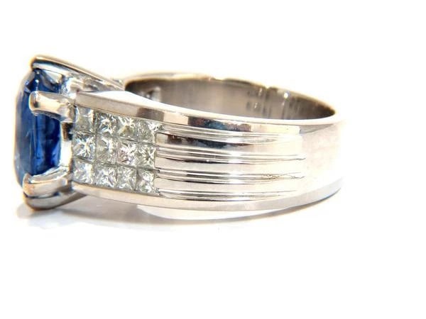 GIA Certified 5.52ct natural cornflower blue sapphire diamonds ring platinum - 3