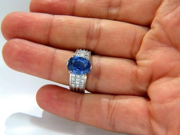 GIA Certified 5.52ct natural cornflower blue sapphire diamonds ring platinum - 6