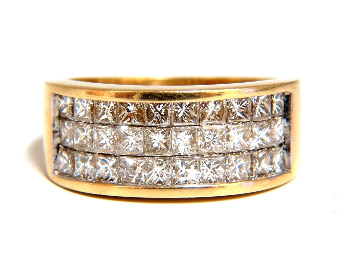 1.86ct natural princess cut diamonds triple channel band 14kt** (1 of 6)